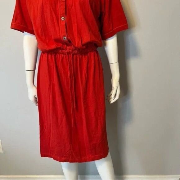 Vintage 90's red polo shirt dress 100% cotton by Liz Claiborne Size large - Picture 4 of 8
